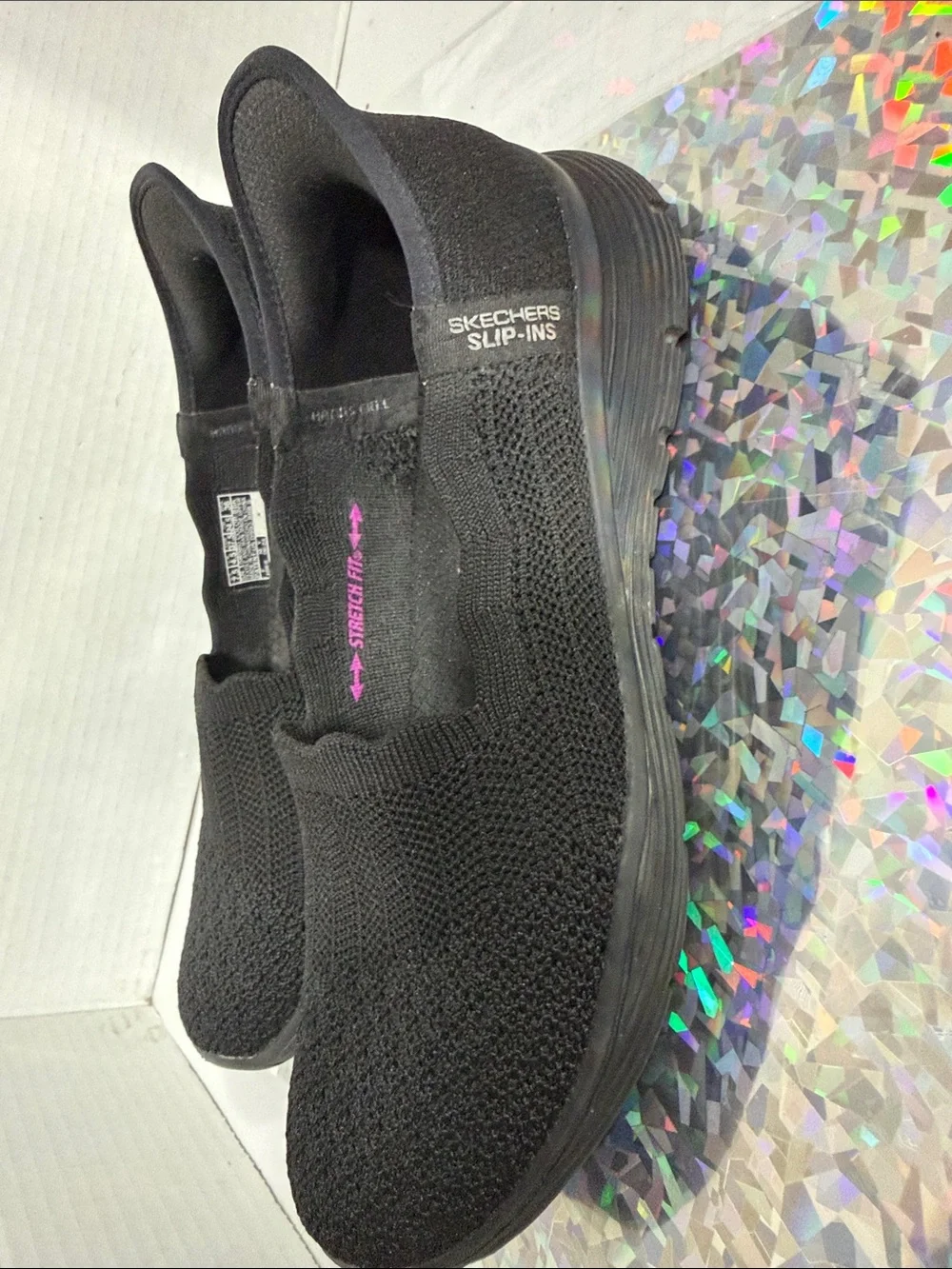 Skechers Black Slip-On Knit Flats for Women